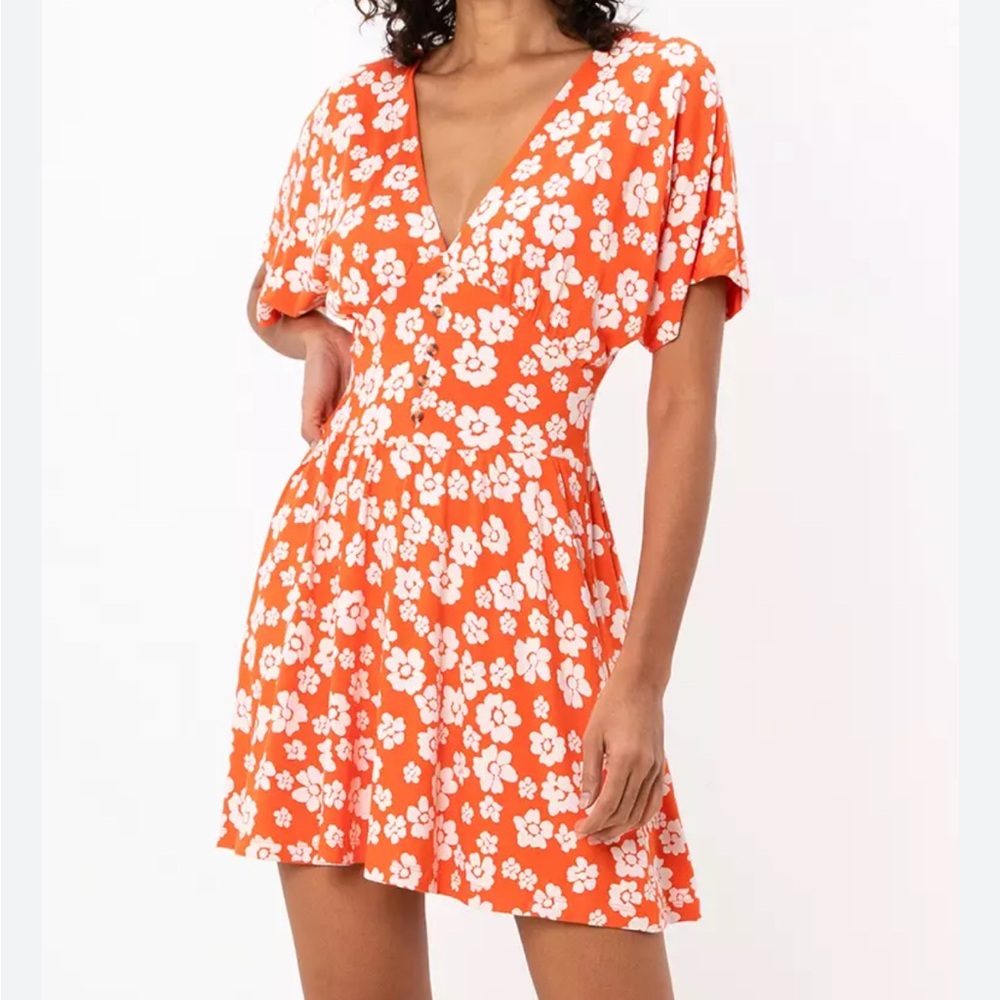 ASOS• orange floral print mini dress